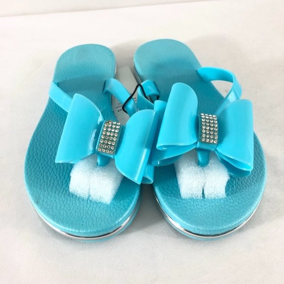 Sara Z Toddler Girls Sandals Flip Flops Rubber Bow - Picture 2 of 5